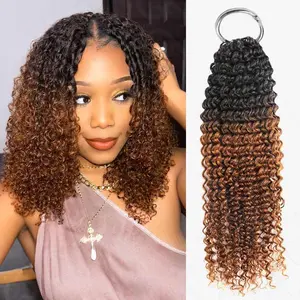 QVR #T1B/30 Crochet Hair Small Kinky Curly Machine Made Feather Human Hair Extension TikTokShopBlackFriday