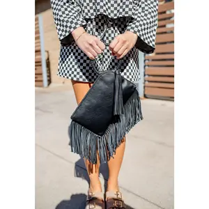 Fringe Fling Tassel Wristlet Clutch Bag