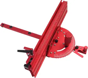 Radiaint  Aluminum Table Saw Precision Miter Gauge Works w/Table Saws, Band Saw and Router Table, Includes Multi T–Track Fence w/Scale, T-track Flip Stop(Red)