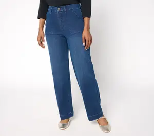 Denim & Co. Regular Indigo Easy Stretch Straight Leg Trouser Jean