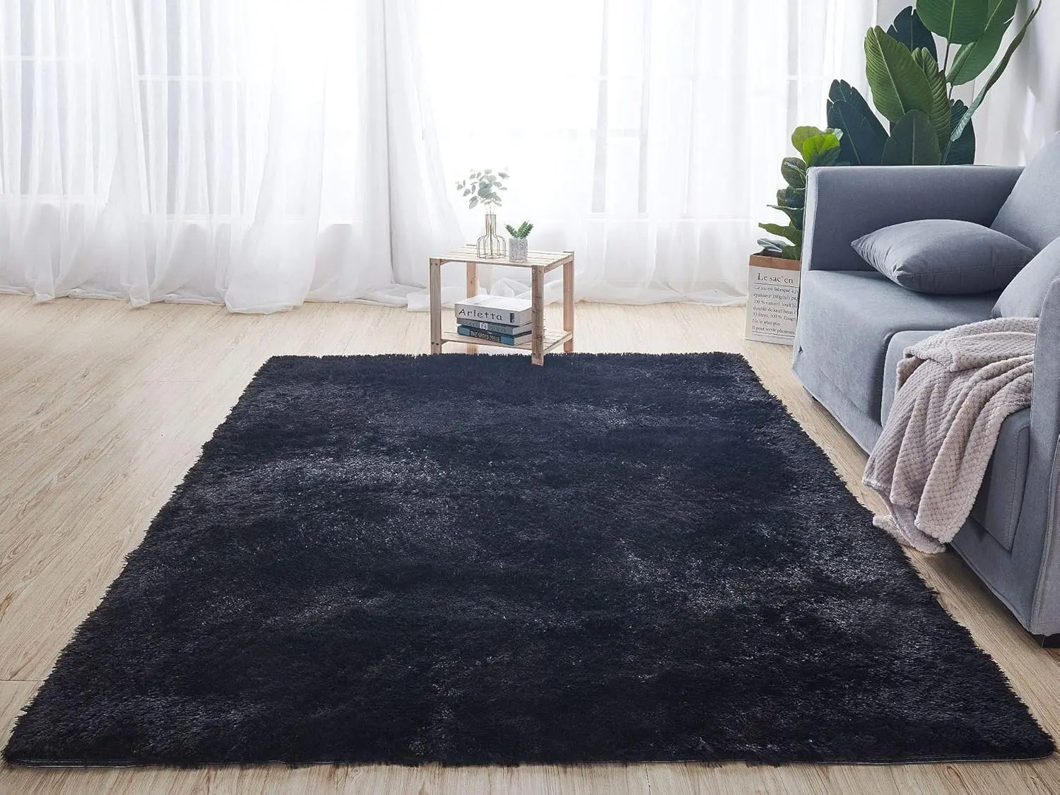 2x3 ft Compact Shaggy Area Rug - Home Decor Rugs with Plush Texture, Soft Non-Slip Indoor Floor Mat for Bedroom, Multiple Rooms