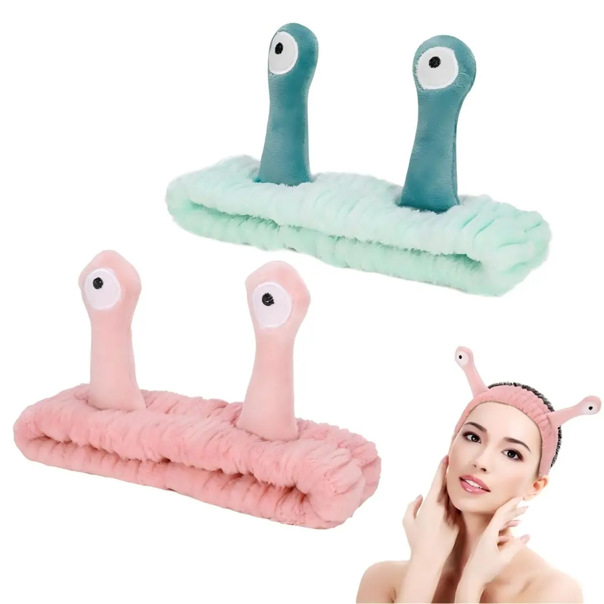 Elastic cute snail headband suitable for shower.washing face.makeup.skin care,hair accessories for women and girls ，rod headband Puffy Style, Girl Accessories