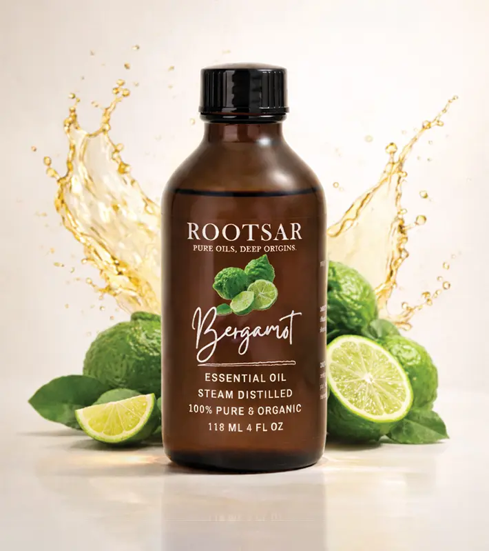 Bergamot Essential Oil – 100% Pure Organic Bergamot Oil, Cold Pressed, 4 FL OZ / 118 ML – Premium Essential Oil for Diffuser, Aromatherapy, Massage, Skin Care, Candle & Soap Making