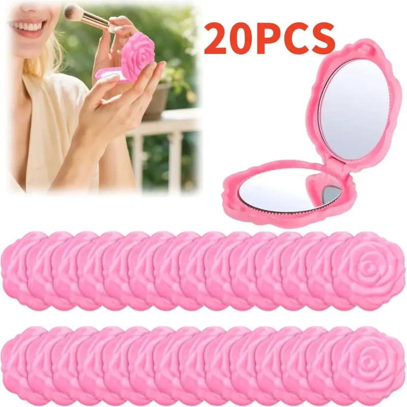 20PCS Rose Compact Mirror Folding Double-sided Makeup Mirror, Portable Vanity Mirror for Wedding Party Gifts Bridesmaid Gifts for Guests Bridal Party Supplies Souvenir Gift Spa Party, Best for Christmas, lovely gift