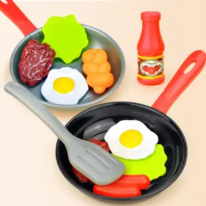 Kids Play Kitchen Set, Play Kitchen Accessories, Baby Role-Playing Cooking Toy, Pretend Cooking Set, Non-Toxic DIY Cookware with Frying Pan, Vegetables, 8 Piece Set