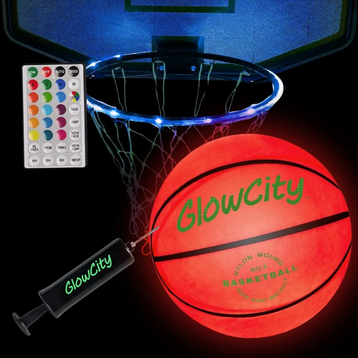 Glow in the Dark Light Up LED Basketball and Rim Light