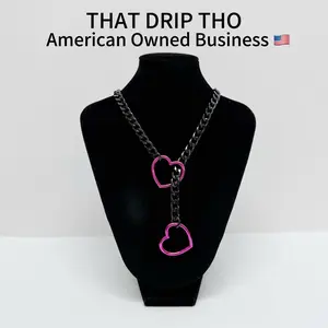 ThatDripTho Heart O-Ring Slip Chain Necklace for Summer Holiday Party Handmade Punk Rock Style Adjustable Lariat Y-Necklace Gifts for Women & Men Daily Wear Birthday Gifts Summer Fashion Chain Necklace Special Occasions