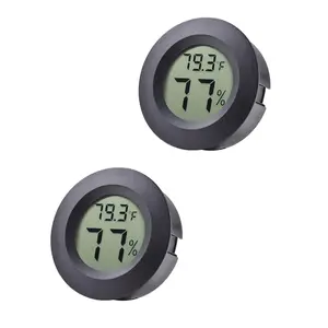 2-Pack Mini Hygrometer Thermometer Fahrenheit or Celsius Meter Digital LCD  Indoor Room Round Humidity Temperature Gauge for  Printers Guitar Case Greenhouse Babyroom Reptile Incubator