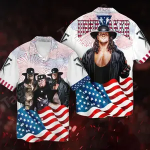 The Undertaker Wwe American Flag Firework Independence Day Hawaiian Shirt