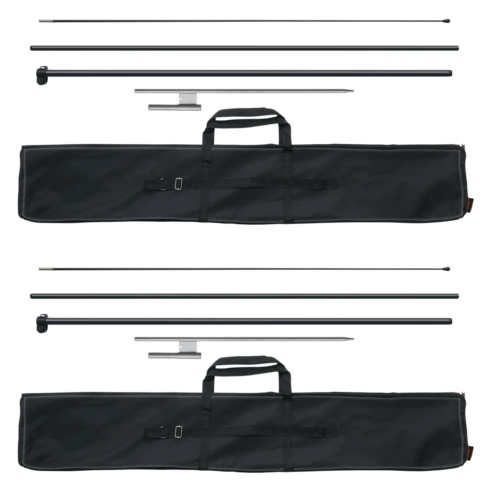 【summerfinds】VEVOR Feather Flag Pole Kit, 2 Packs Swooper Flag Pole 12.7 ft, Sign Flag Poles for Business Advertising Flags Outdoor, with Ground Stakes and A Carrying Bag (Flag Not Included) Aluminum Banner