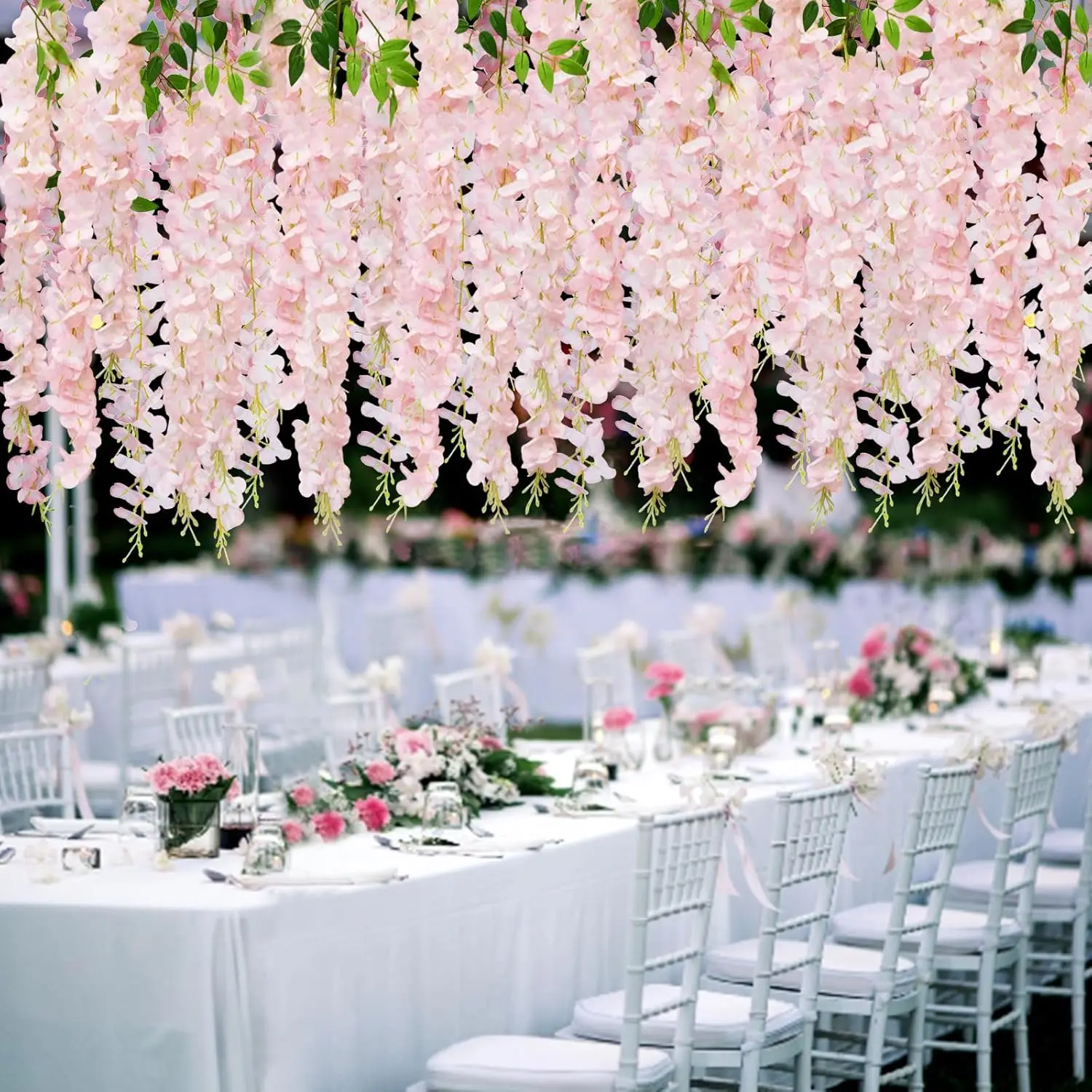 72-Pack Silk Wisteria Flower Vines Garland, 3.6ft Artificial Hanging Strings, Fake Decorative Vines for Wedding, Garden Decoration