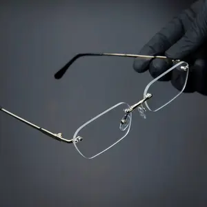 Vintage Men’s Rimless Retro Clear Lens Gold Luxury Hip Hop Fashion Glasses