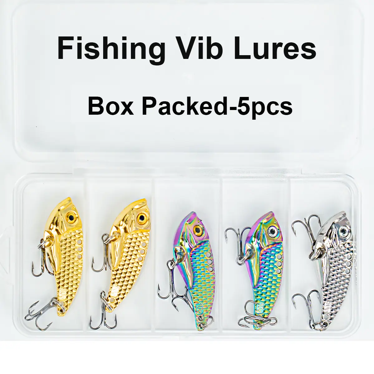 5PCS Fishing Lures Metal VIB Box Packed Hard Blade Baits for Bass Crankbaits Swimbaits Trout Walleye Crappie Saltwater Freshwater