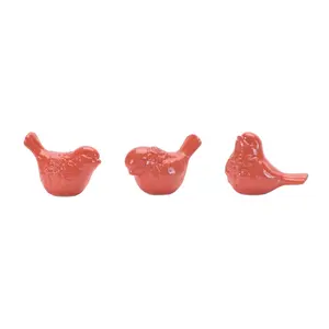 360 stand Melrose 96355DS 3 in. Shiny Glossy Floral Bird Shape Ceramic Figurine Set of 6, Pink Nature-Themed Ornaments for Indoor Home Decor Display Statues