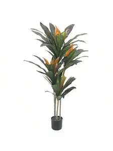 【Christmas Gift】Green-150cm Artificial Dracaena Plant Indoor Fake Tree, Tall Fake Floor Plants With White Planter, Artificial Yucca Tree For Home Office Living Room Bedroom Farmhouse Modern Outdoor Topiary Tree Decor Decorative Fruit Pot Tropical Or