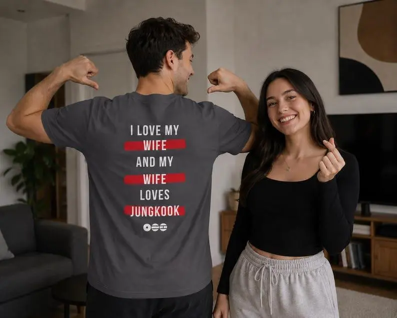 Custom Bangtan Member Shirt, Choose Your Group Member, I Love My Wife And My Wife Loves Jungkook Tee, K-Pop Fan Gift, Funny Army Tshirt