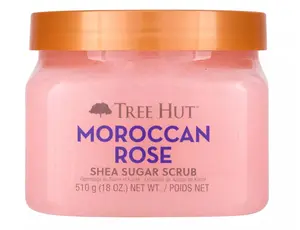 Tree Hut Moroccan Rose Shea Sugar Scrub, Exfoliating, Hydrating & Moisturizing Body Scrub with Shea Butter & Nourishing Essential Oils, Smooth & Soften Skin, 18 oz