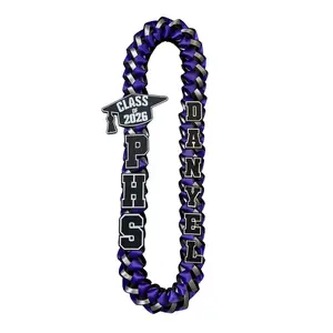 2026 Graduation Lei - Customizable Satin Ribbon Lei with Name & School | Handmade Soft Keepsake | Class of 2026 Personalized Gift | J B Designs