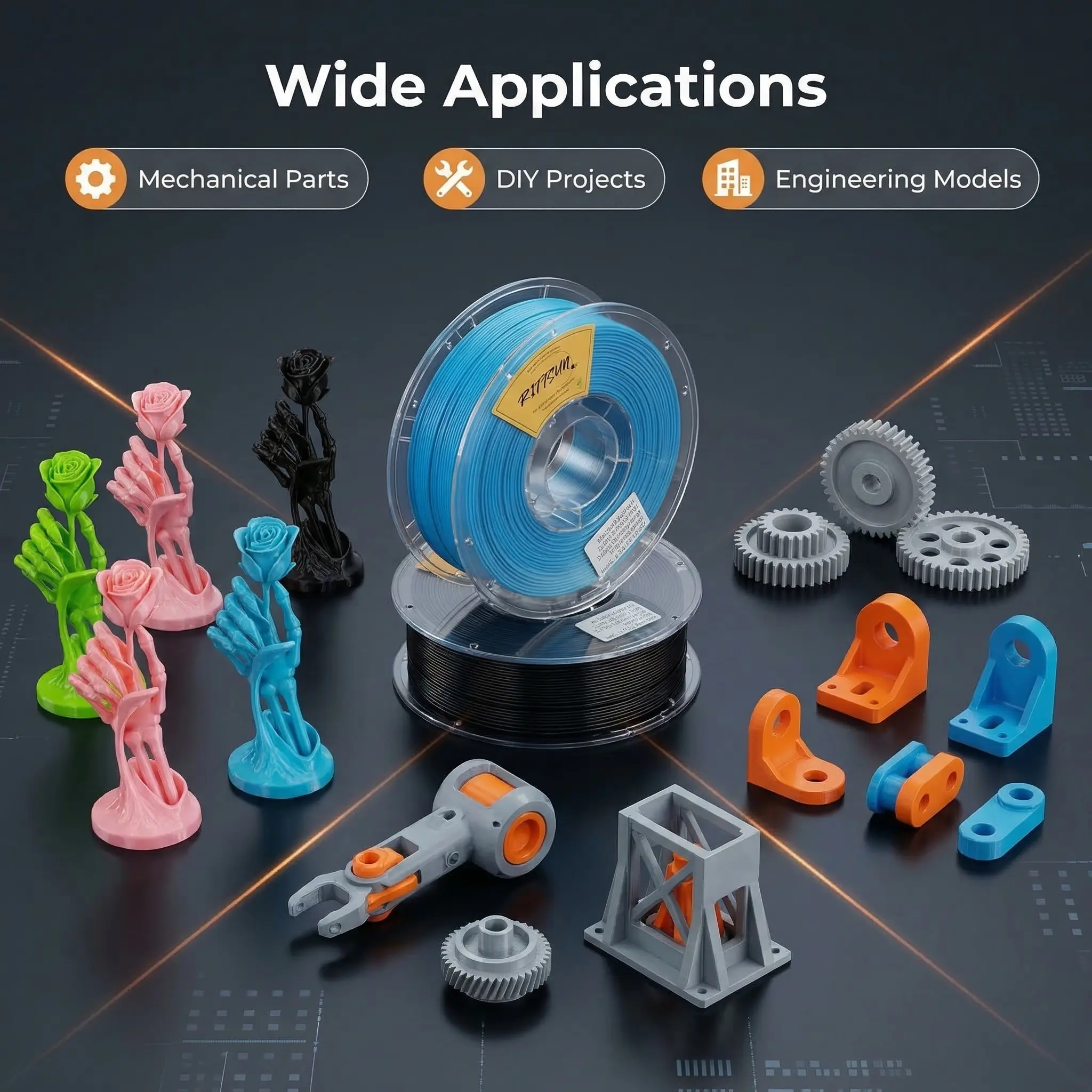 RITTSUN PETG Filament 1.75mm 1KG, ±0.03mm High Precision, Strong & Flexible, No Warping, High Temperature Resistant, 220-250°C Nozzle