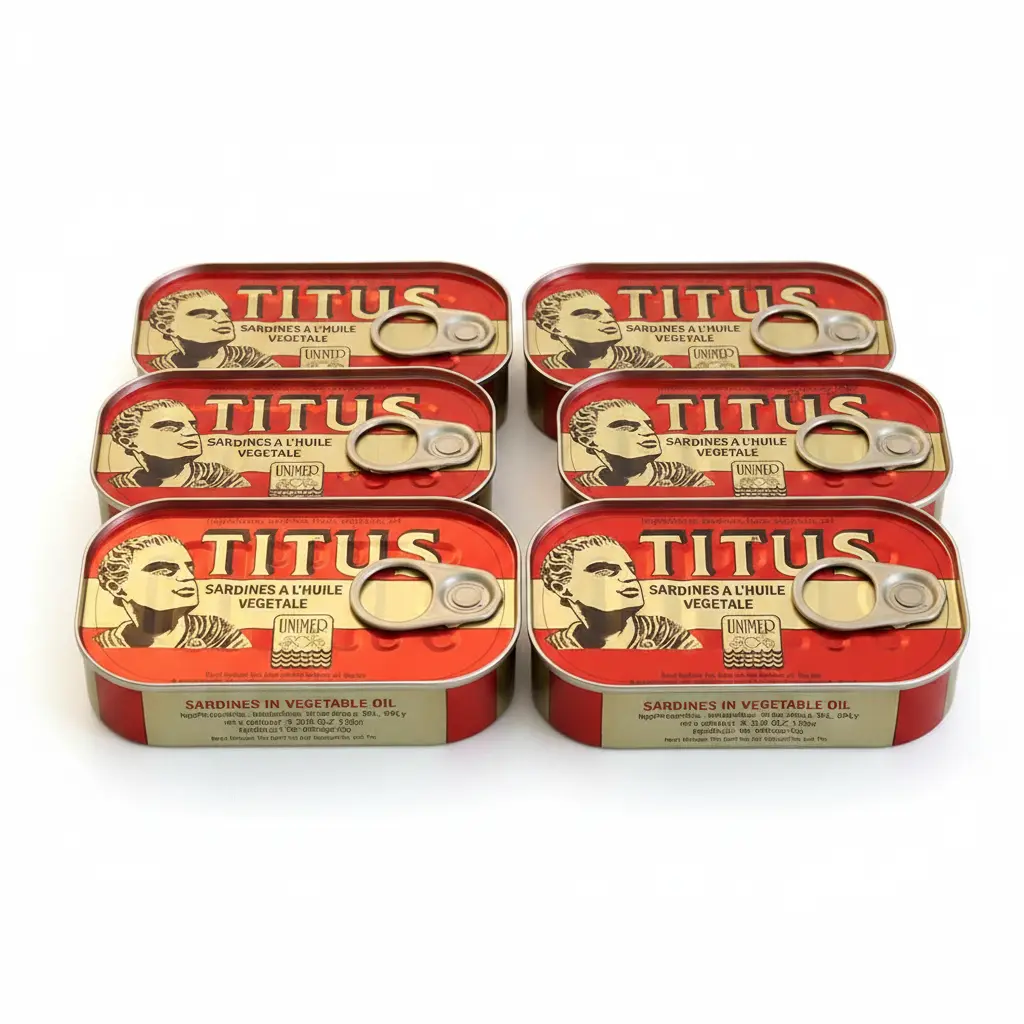 Titus Red Robust Whole Sardines - 125g Tinned Fish, 6-Pack Pantry Food