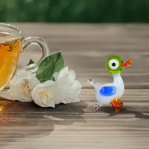 Duck Figurine, Mini Glass Murano Quality Lampworking Glass Figurine, Hand Made In Ukraine, A Great Addition To Your Collection