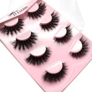 Natural False Eyelashes, Fluffy False Eyelashes, Wispy Cat Eye Faux Cluster Lashes, Volumized False Eyelashes, Volume Cluster Lashes for Women and Girls Eye Makeup Enhancement