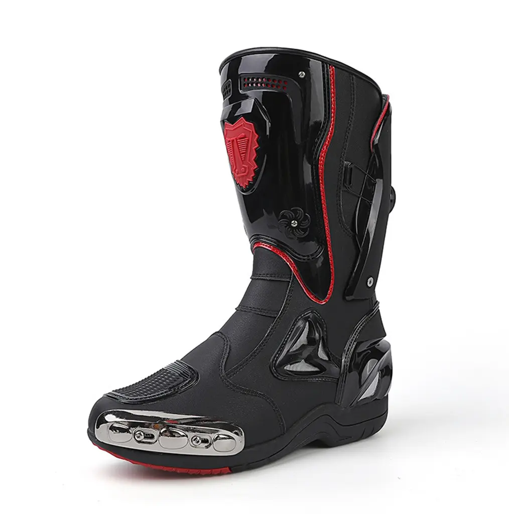 Protective High Top Motorcycle Racing Riding Boots，Full TPU Impact Resistant Motorbike Boots Anti-Collision Non-Slip Riding Shoes