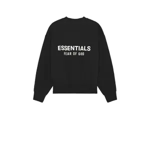 Fear of God ESSENTIALS Classic Fit Fleece Crew Neck Sweatshirt in Jet Black