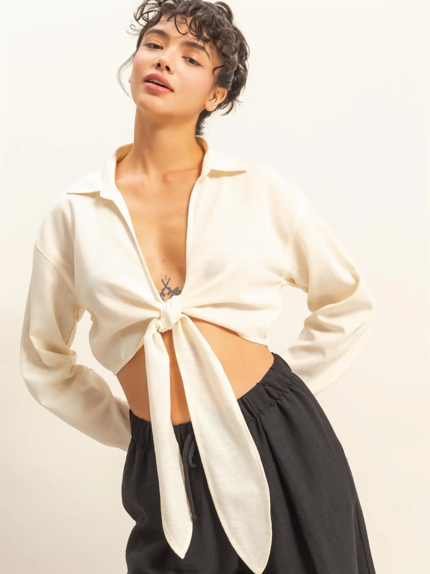 tie front top crop - TikTok Shop