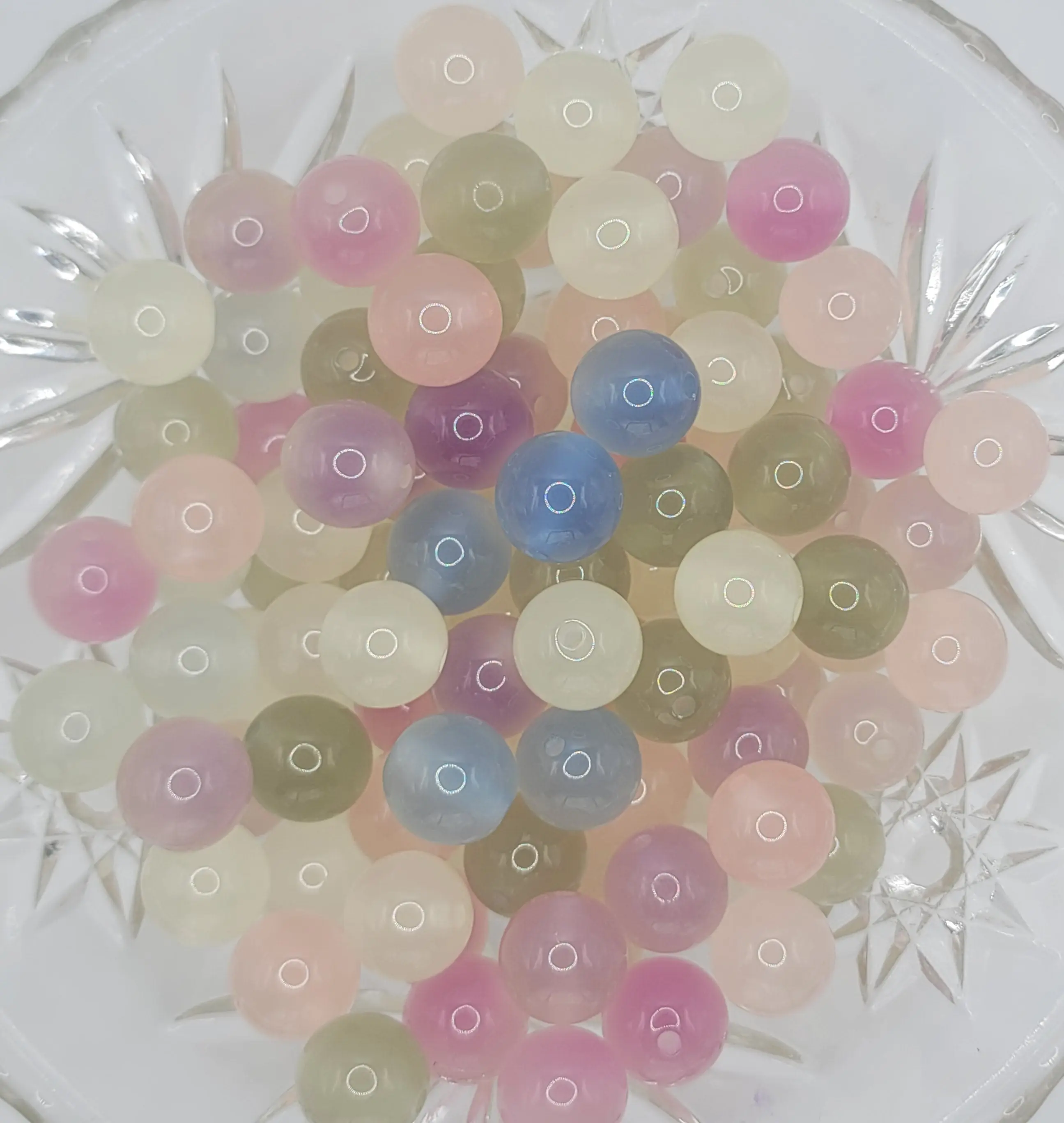 16MM Color-Changing Glow-in-the-Dark Resin Bead Assortment with 2MM Hole - Mixed Beads, Multicolor Resin Gems - Jewelry Making Supplies for DIY Craft Projects