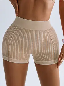 Seamless High Waist Abdomen Yoga Shorts, Comfortable Fit, Multi-Functional Design, Suitable for Women Daily Wear & Fitness, Outdoor Sports, Athletic Wear Shorts