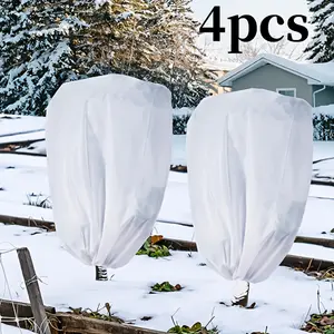 4pcs Large Winter Plant Covers - Heavy-Duty Freeze Protection, Extra Long 23. 62x31. 49 Inch (60x80cm) Cold Weather Plant Protectors with Drawstring Closure, Reusable Garden Covers for Trees, Shrubs, Flowers, Vegetables - Frost & Freeze Proof Outdoor Plan
