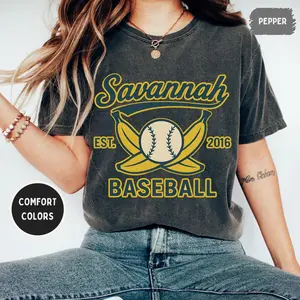 [SALE UP TO 50%] Savannah Baseball Comfort Color T-Shirt, Vintage Banana Team Shirt, Summer Sports Tee, Retro Game Day Outfit, Unisex Fan Shirt