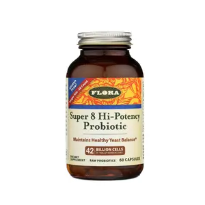 Flora Health Super 8 Hi Potency Probiotics - Healthy Yeast Balance & Digestive Health - For Men & Women - 42 Billion CFU, Raw, Gluten Free