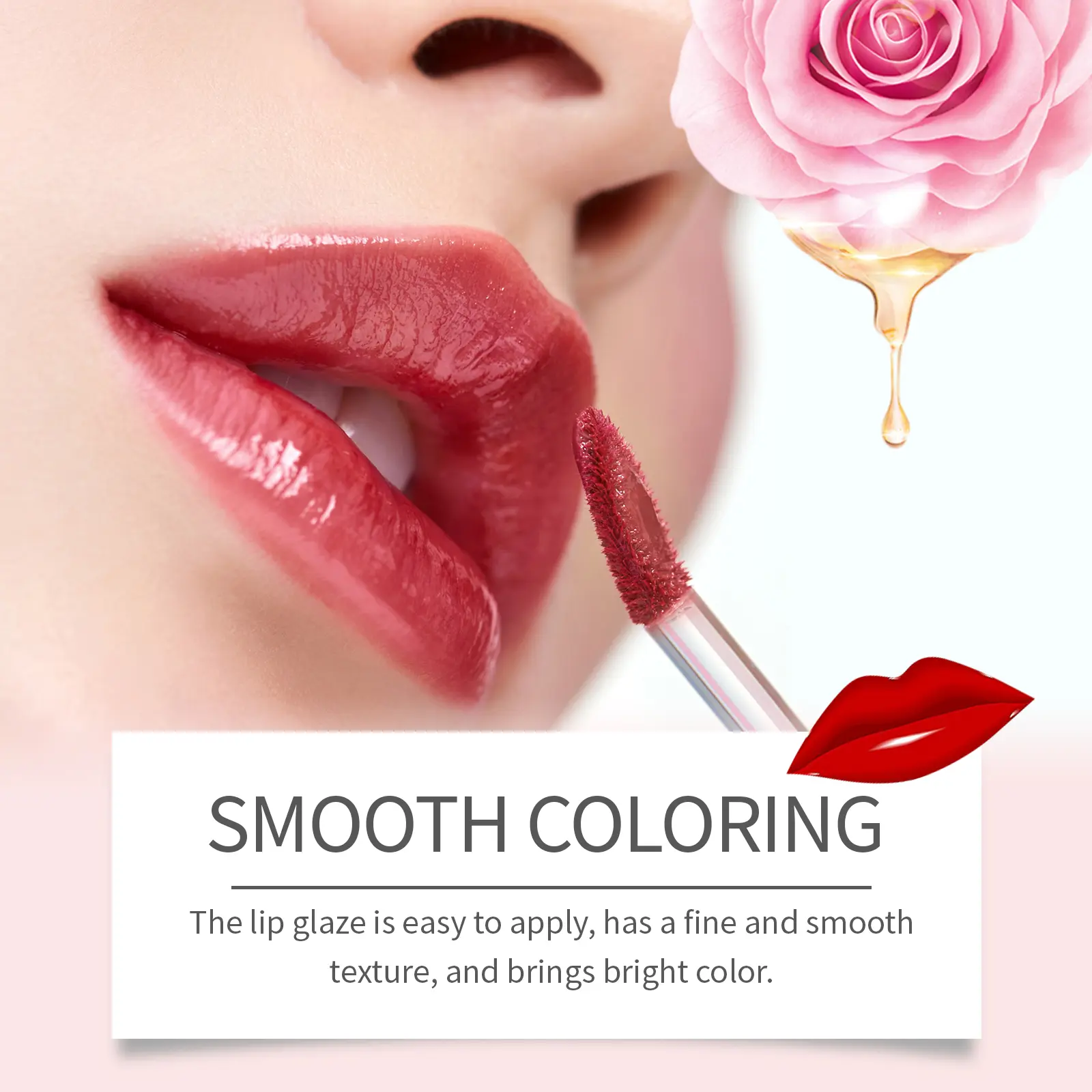 Eelhope Double-Headed Essence Lip Liner Lip Lacquer Pen Two-in-One Lip Liner Lip Lacquer Mirror Water Light Female Lipstick Lip Gloss Makeup Oil Coffee Cosmetic Glossy