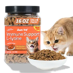 Just Try 16 oz Lysine Cat Treats - Lactoferrin Lysine for Cats Kittens to Support Immune - Cat Allergy Relief - Sneezing, Runny Nose, Watery Eyes -Training Treats