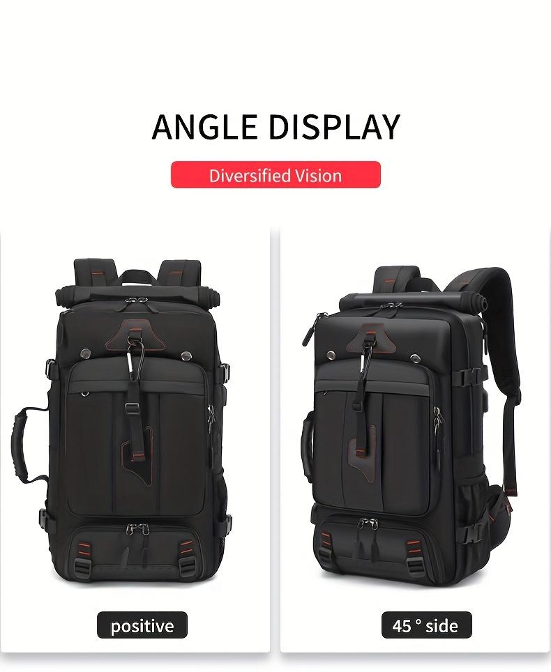 Travel Backpack, Portable Backpack, Large Capacity Duffel Bag Men's Outdoor Expandable Convertible Boarding Duffel Backpack, Black 80L Hiking Bag, Fit 17 Inch Laptop, Suitable for Outdoor Travel Work Business