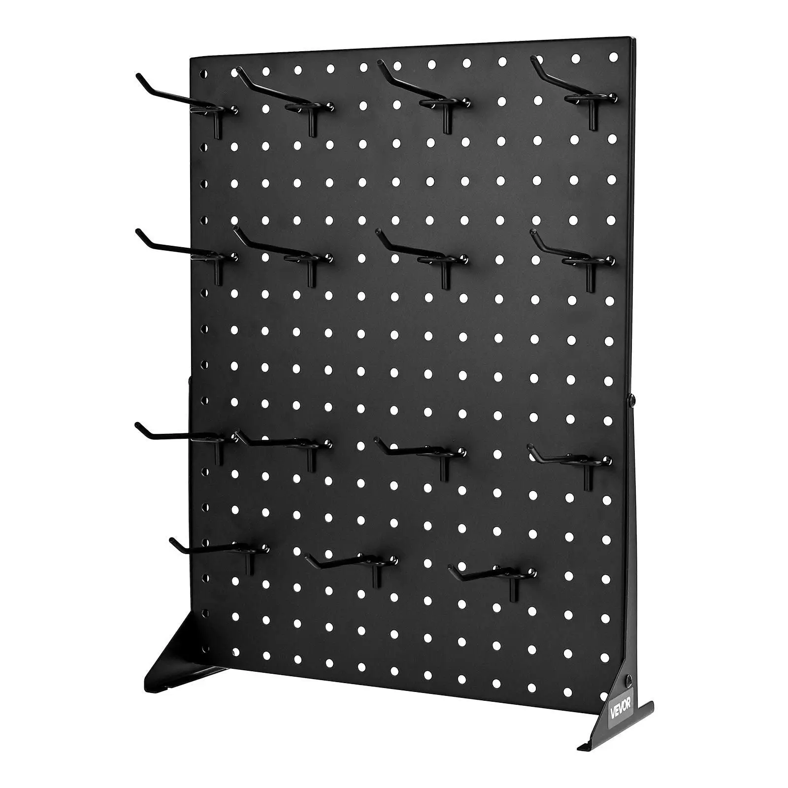 Pegboard Display Stand with 15 Hooks Pegboard Panels Display (Black)