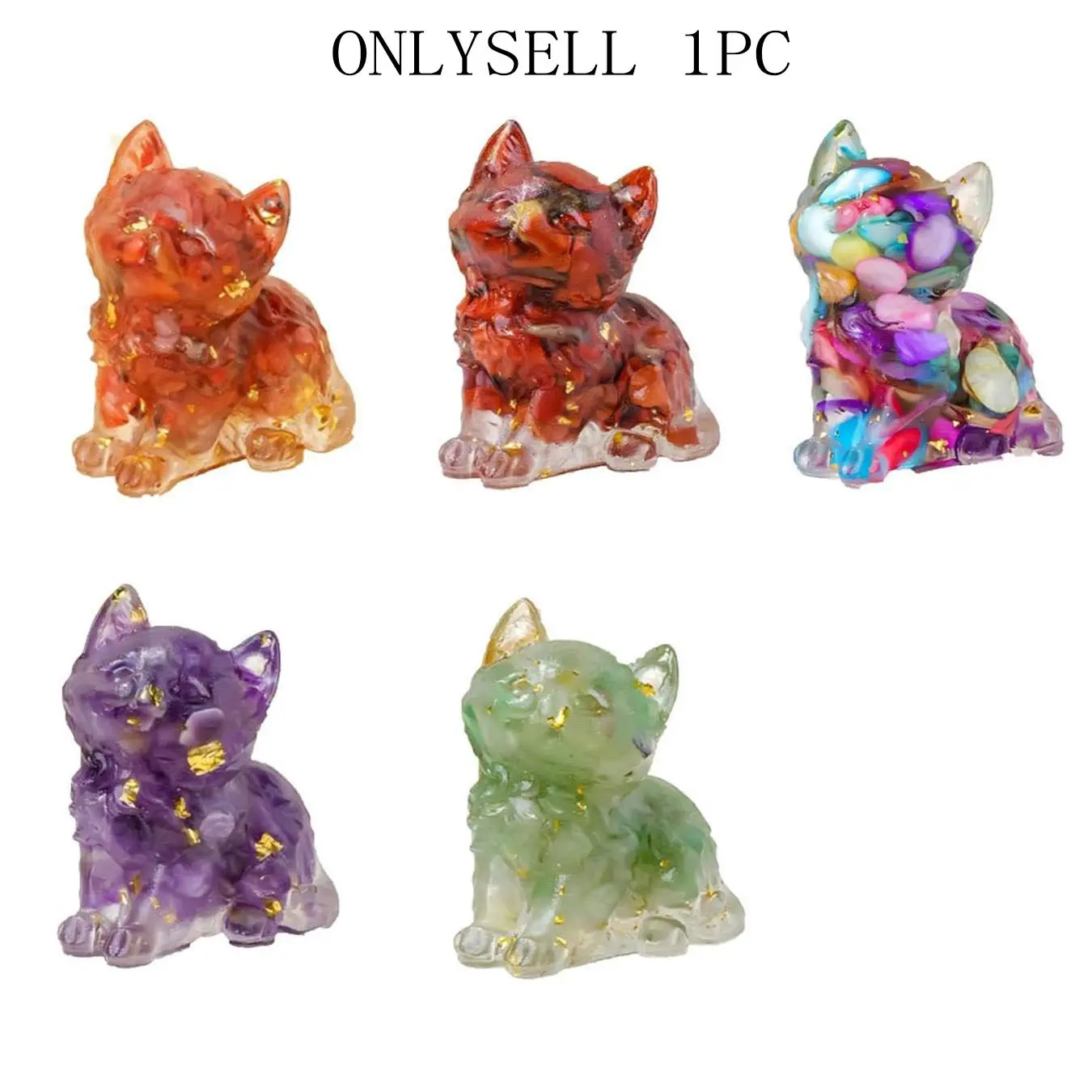 Natural Crystal Cat Figurines, Unique Crystal Design, Resin Drop Glue Cats, Sleeping Kitty Decorations, Home & Car Ornaments, Lucky Charm Accessories, Crystal Decorative Ornaments, Crystal Carvings