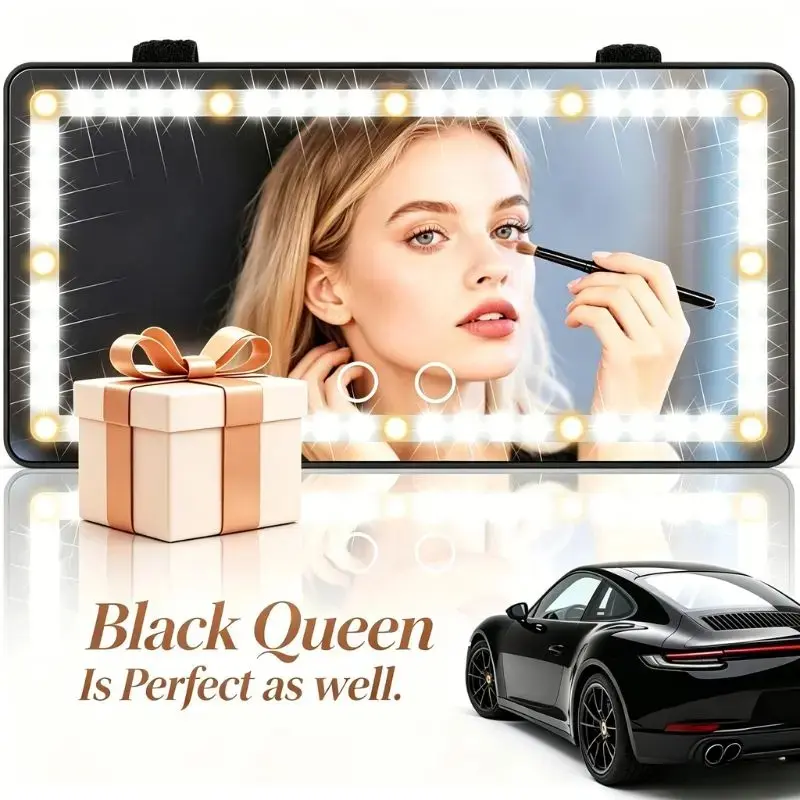 【Summer Survivals】Joytutus Car Sun Visor Vanity Mirror - 60 LED Lights, Dimmable Touch Control, Rechargeable, 50% Brighter, 60% More Energy Efficient, Universal Fit, Batteries Included, Automotive Vehicle Accessory, Girly Car Item, Father's Day Gift