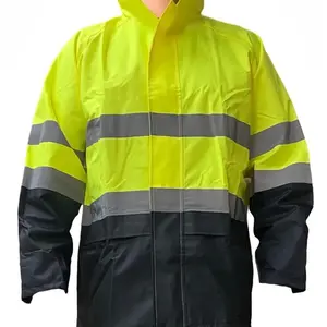 FX SAFETY Class 3 yellow Rain Suit / Includes Jacket with hood and Rain  Pants High Visibility Reflective Black Bottom