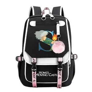 Howls Moving Castle Trendy Youth Laptop Backpack – Large-Capacity Travel & School Bag for Commuting, Camping & Daily Use, Durable Stylish Design, Perfect Gift for Boys & Girls 11.4” × 18.1”