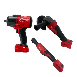 Milwaukee Cordless Power Tool Set, Comprising High Torque Impact Wrench, Cordless Ratchet Wrench And Angle Grinder, Designed For Automotive Repair, Industrial Assembly, Construction Renovation And Diy Projects, Professional Cordless Power Tools