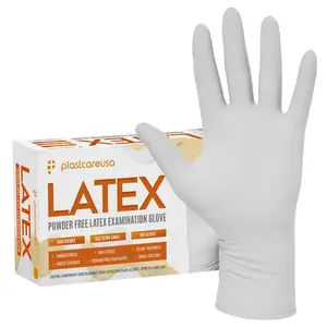 PlastCare USA 100 Latex Exam Gloves - Powder-Free, Disposable, Non-Sterile, Textured Grip