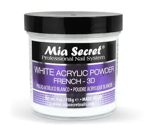 Mia Secret White Acrylic Powder - Powder Form, 4oz (118g) Professional French 3D Nail System, Made in USA, Acrylic Nail Extensions, French Nail Art