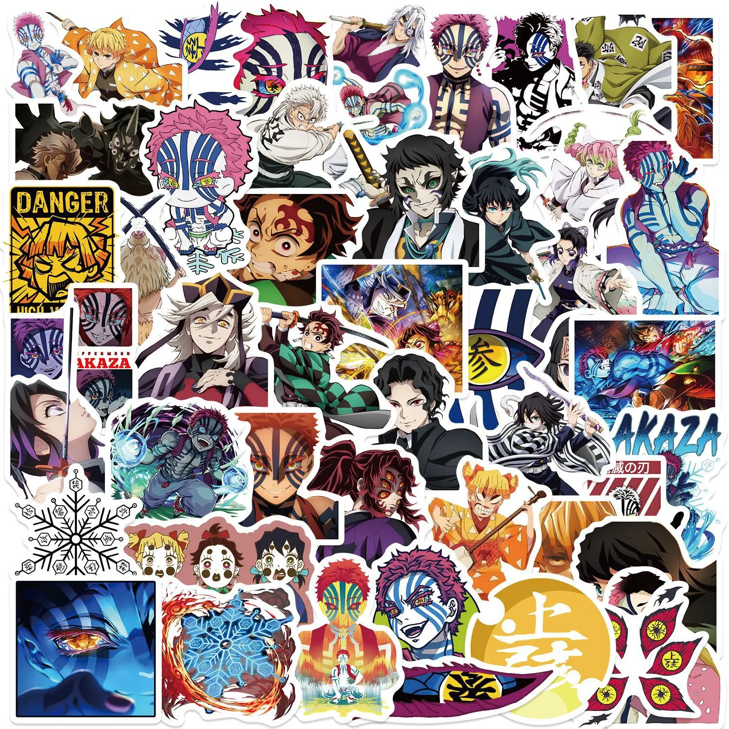 50 Pcs Demon Slayer Tanjiro Cartoon Anime Movie Decorative Self Adhesive Sticker Pack, Decorative Stickers, Sticker Set, Handmade Material Guitar Notebook Decals, Flat Design