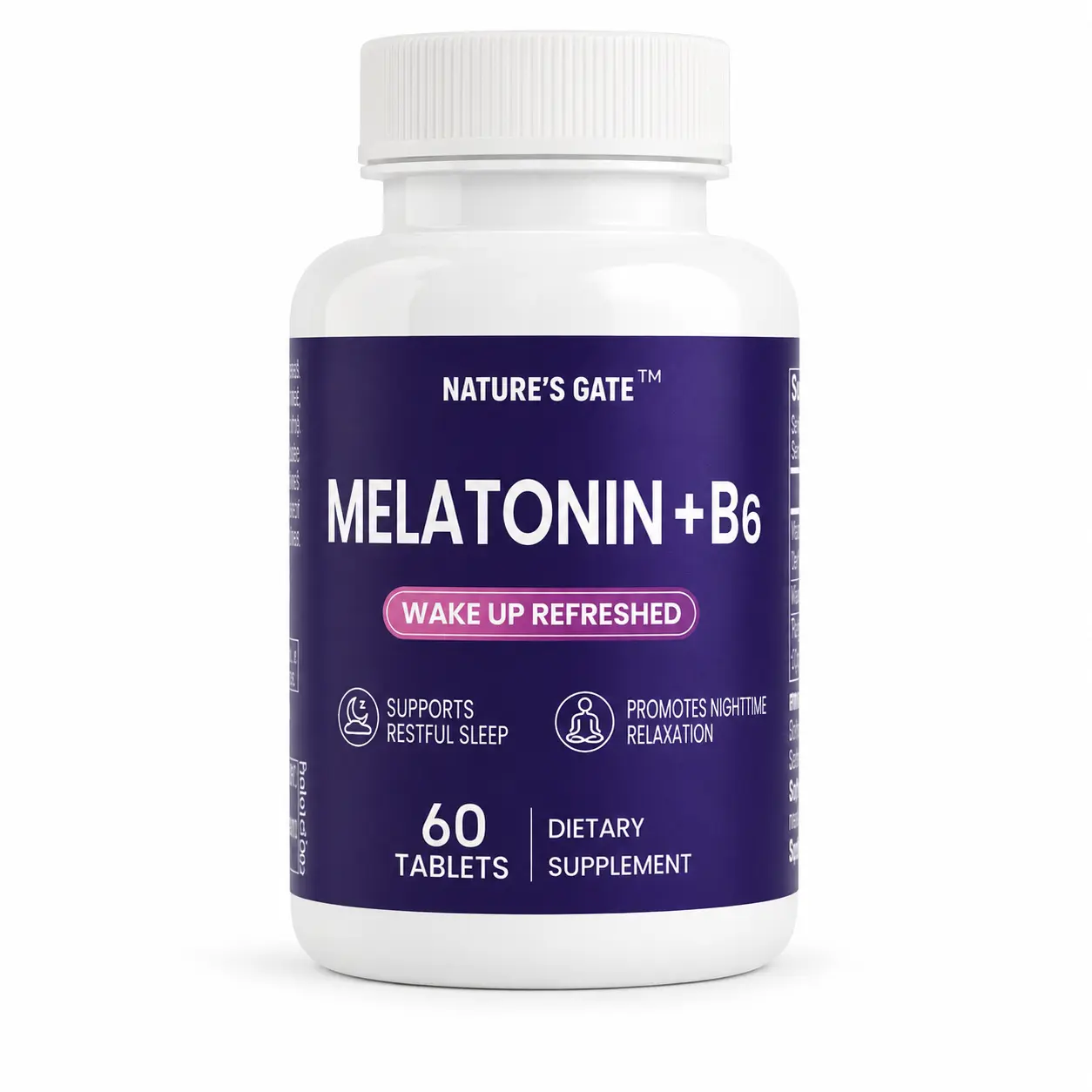 Nature's Gate Melatonin + B6 Tablets, 60 Tablets, Supports Restful Sleep, Promotes Nighttime Relaxation for Bedtime Wellness Routine