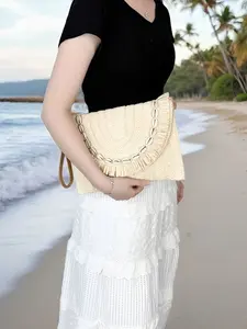 Style Shell Fringe Handbag, Envelope Design, Beach Vacation, Daily Use, Small Bag, Perfect for Coastal Outings, Stylish Accessory