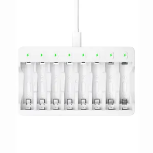 EBL Rechargeable AA Batteries 2800mAh and AAA Ni-MH Rechargeable Batteries 1100mAh with 8-Bay AA AAA Individual Battery Charger