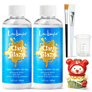 2 x 100ML Air Dry Clay Glaze, High Gloss Varnish, Protective Sealant to Prevent Cracking & Scratching While Providing a Gloss Glaze Effect - for Ceramics, Wood, Acrylic Painting and Crafts (Gloss) valentine's gift